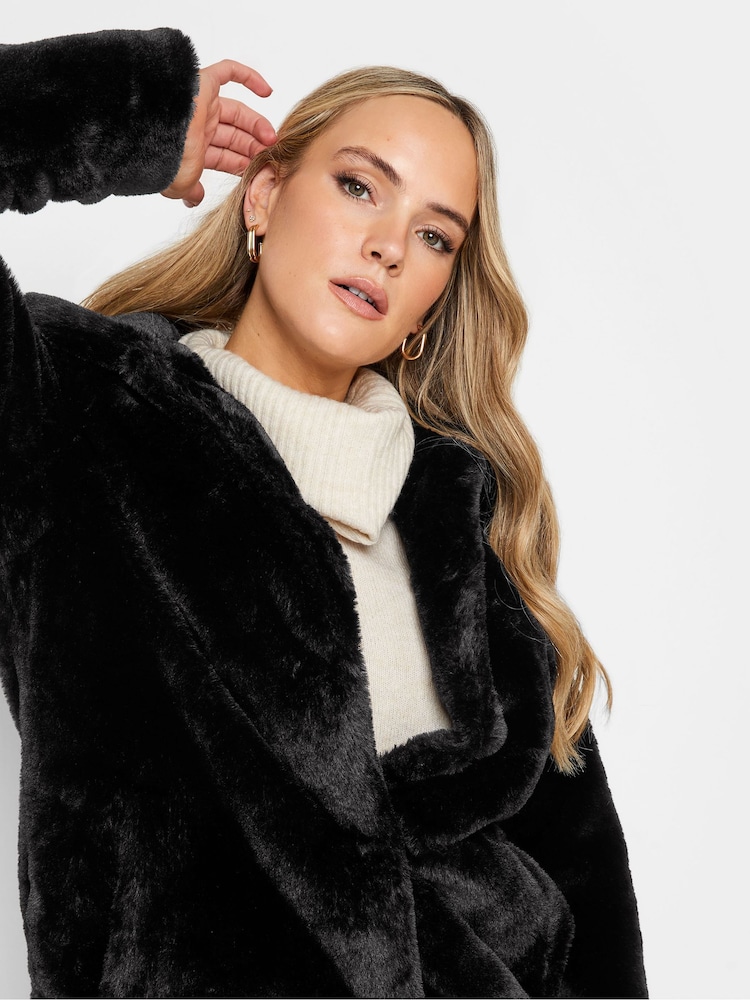 Long Tall Sally Black Faux Fur Coat - Image 4 of 4