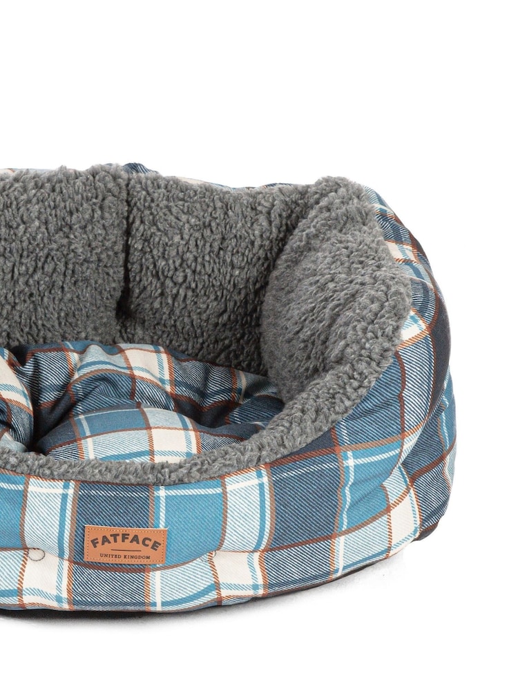 FatFace Blue 100% Cotton Fleece Check Deluxe Slumber Bed - Image 2 of 3