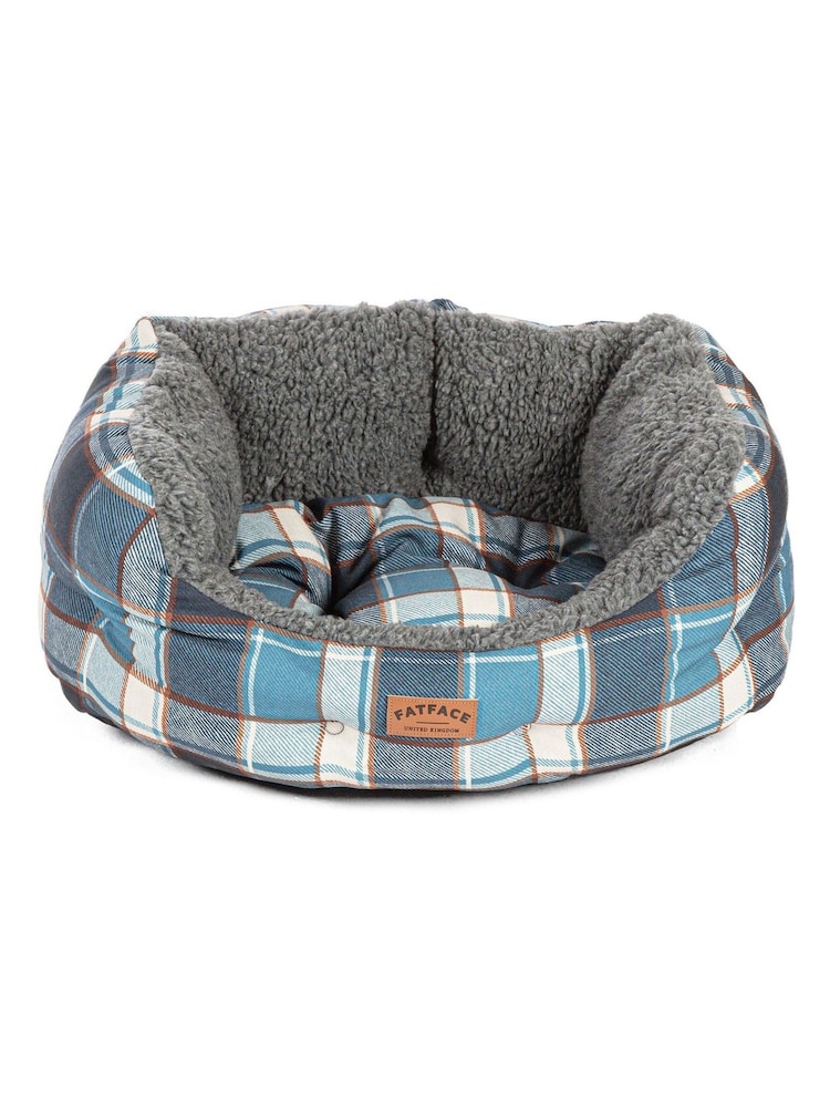 FatFace Blue 100% Cotton Fleece Check Deluxe Slumber Bed - Image 3 of 3