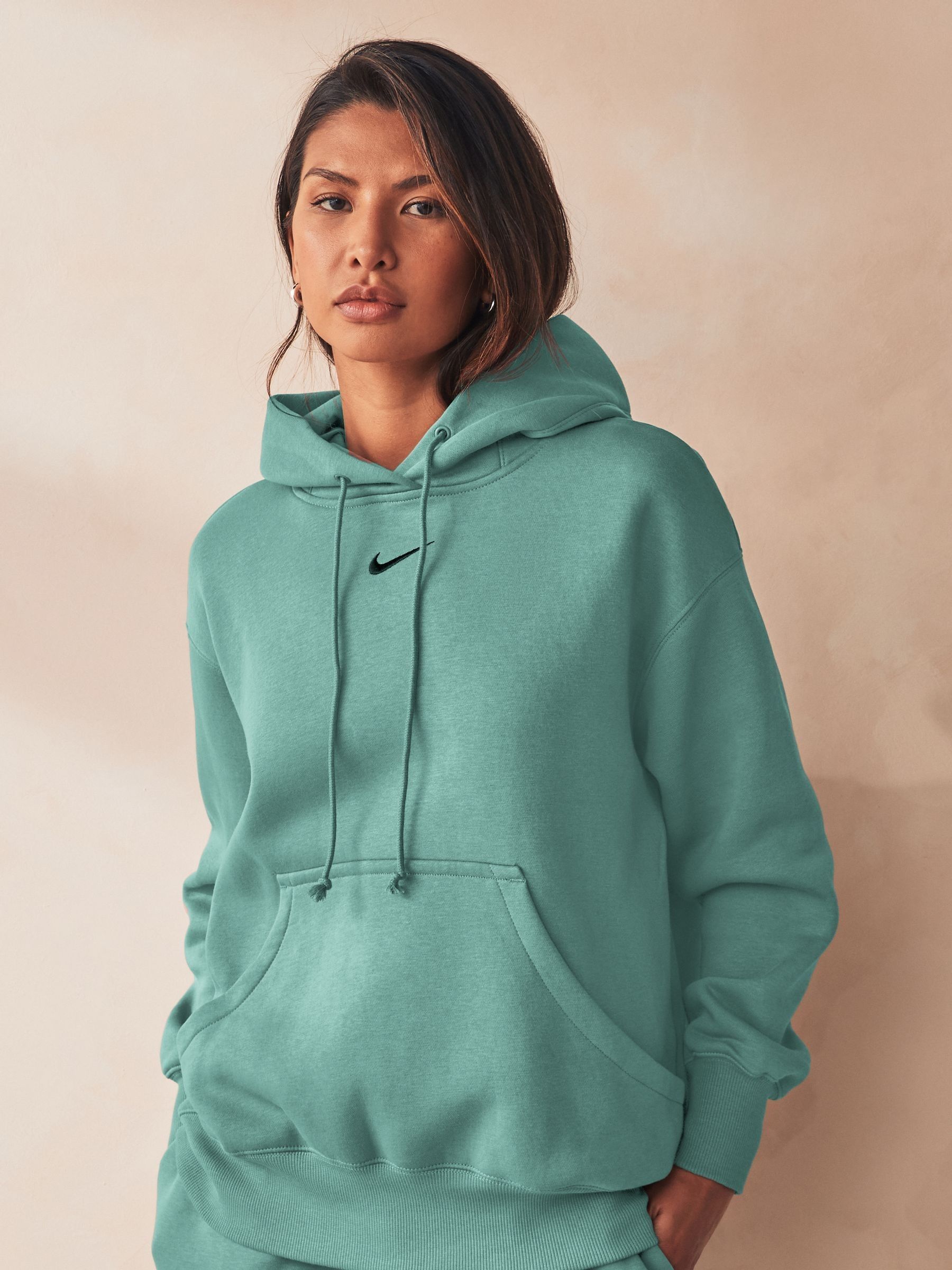 Buy Nike Green Phoenix Fleece Oversized Mini Swoosh Pullover Hoodie from Next Luxembourg