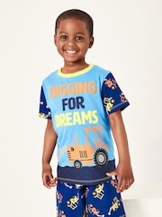Harry Bear Blue 100% Cotton Digger Pyjamas - Image 1 of 4