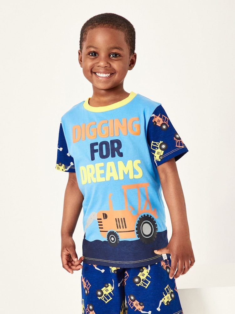 Harry Bear Blue 100% Cotton Digger Pyjamas - Image 1 of 4