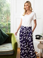 HotSquash Navy/White Roll Top Maxi Skirt - Image 1 of 3