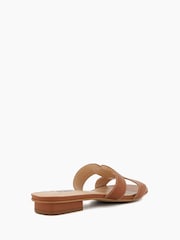 Dune London Tan Brown Standard Fit Loupe Smart Slider Sandals - Image 6 of 7