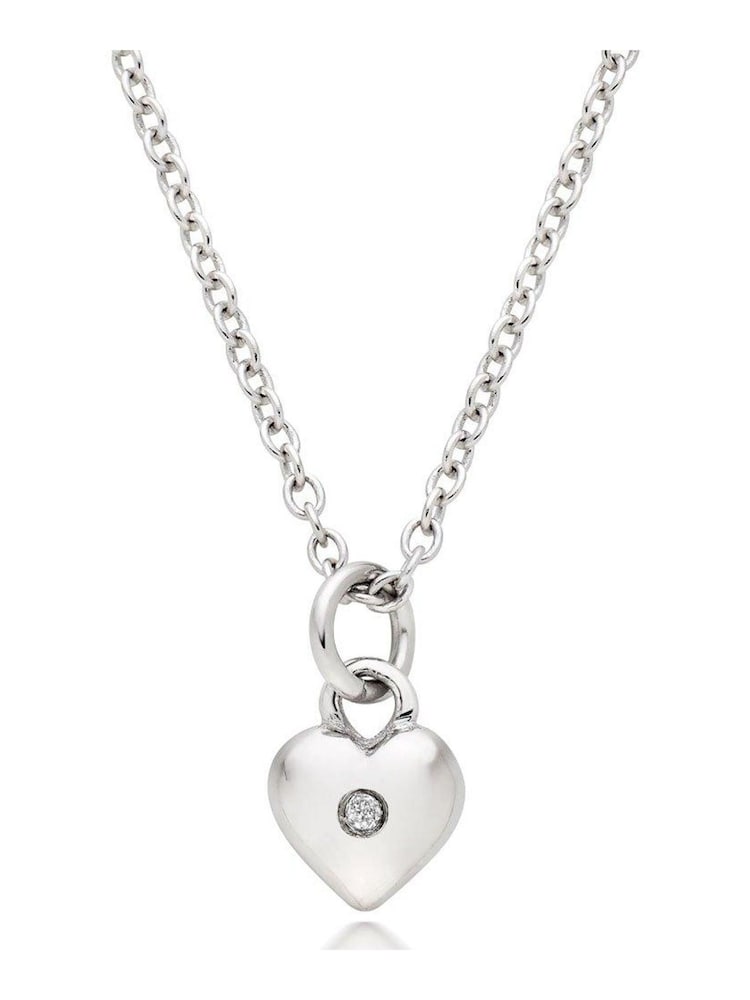 Beaverbrooks Children's Mini B Silver Diamond Heart Pendant - Image 1 of 3