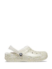 Crocs White Classic Kids Glitter Clogs - Image 1 of 4
