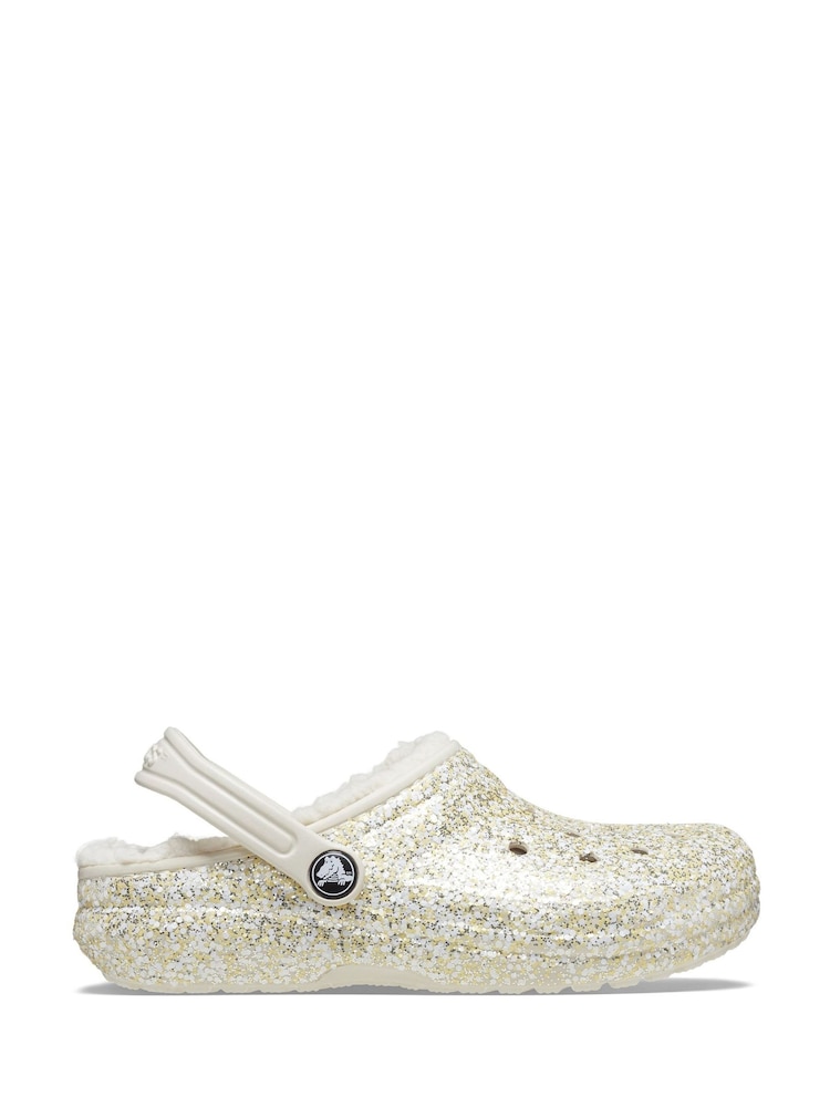 Crocs White Classic Kids Glitter Clogs - Image 1 of 4