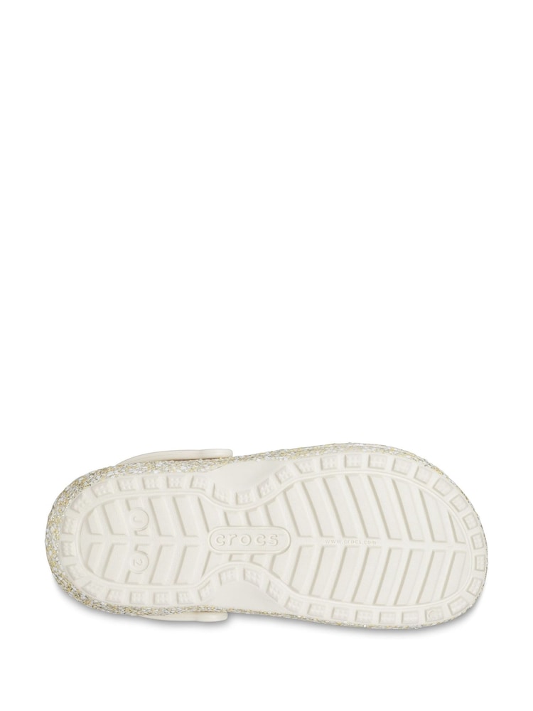 Crocs White Classic Kids Glitter Clogs - Image 4 of 4