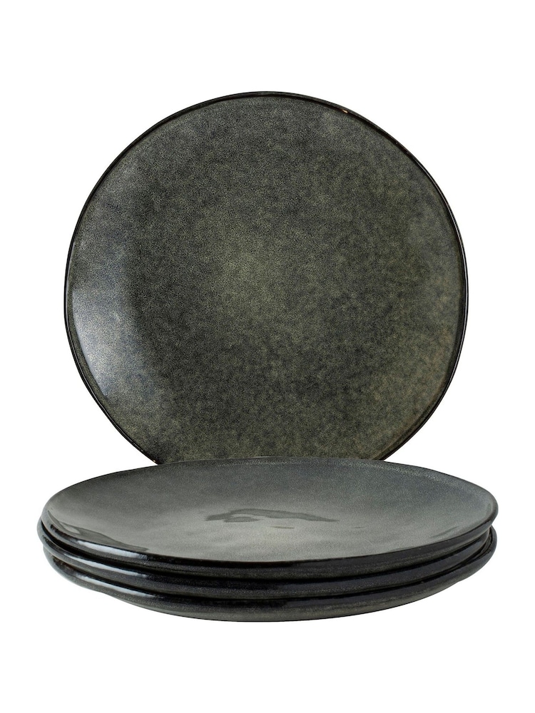 Dutch Rose Set of 4 Dark Green Organic Dinner Plates 26.5cm - Image 2 of 4