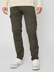Threadbare Khaki Cotton Cargo Trousers With Stretch - Image 1 of 4