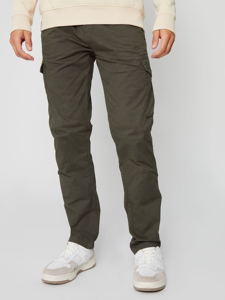 Threadbare Khaki Cotton Cargo Trousers With Stretch - Image 1 of 4