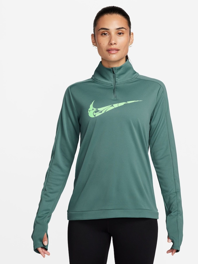 Nike Green Swoosh Dri-FIT Half Zip Mid Layer - Image 1 of 7 Nike Green Swoosh Dri-FIT Half Zip Mid Layer - Image 1 of 7