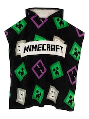 Character Black/Green Licensing Boys Minecraft 100% Cotton Poncho - Image 1 of 4