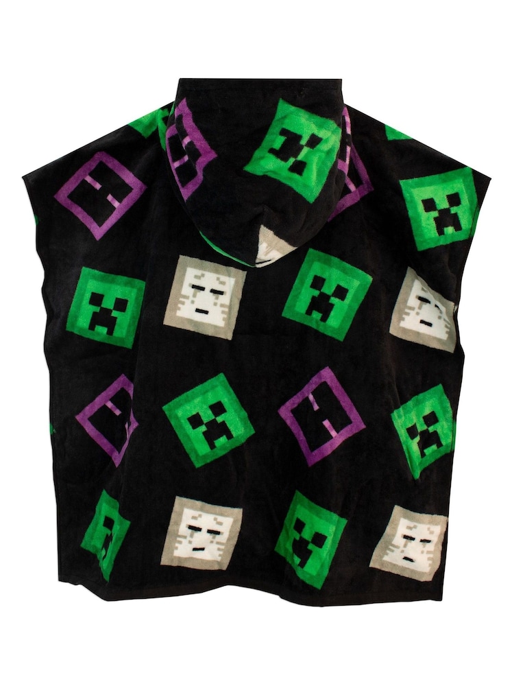 Character Black/Green Licensing Boys Minecraft 100% Cotton Poncho - Image 2 of 4