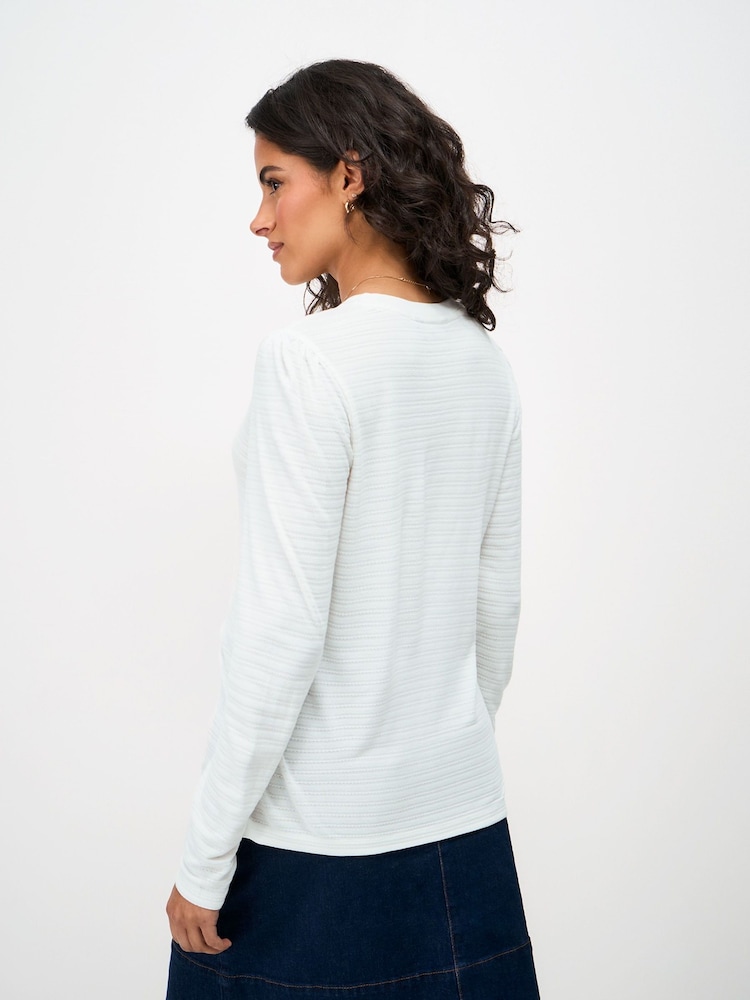 화이트 - Crew Clothing Textured Stripe Long Sleeve Top - 5의 이미지 2