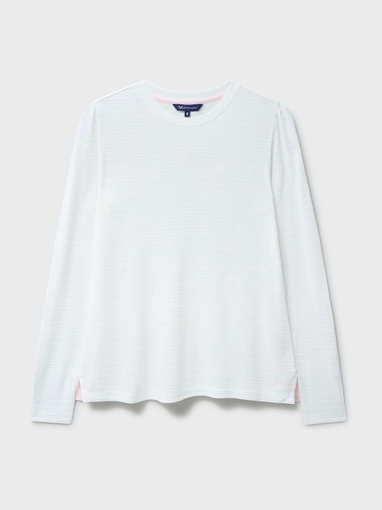 화이트 - Crew Clothing Textured Stripe Long Sleeve Top - 5의 이미지 5