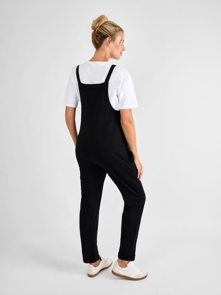 JoJo Maman Bébé Black Jersey Maternity Dungarees - Image 2 of 4