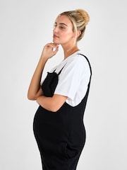 JoJo Maman Bébé Black Jersey Maternity Dungarees - Image 3 of 4