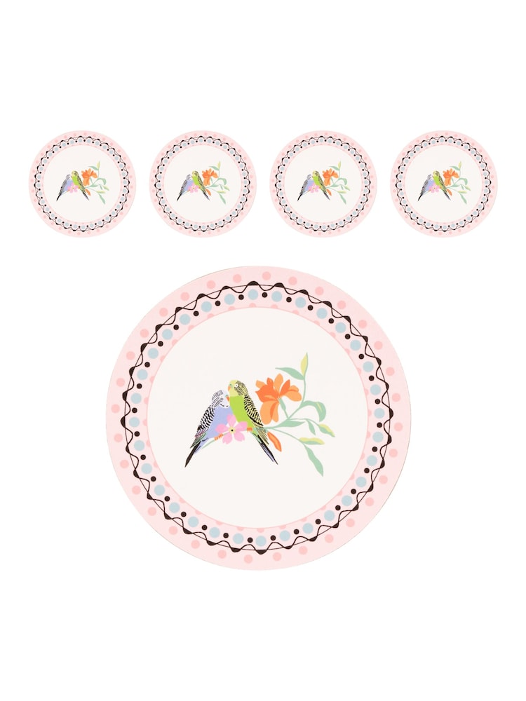 Cath Kidston Set of 4 Cream Round Placemats & Coasters - Image 2 of 3