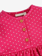 JoJo Maman Bébé Raspberry Pink Unicorn Appliqué Button Front Dress - Image 2 of 3