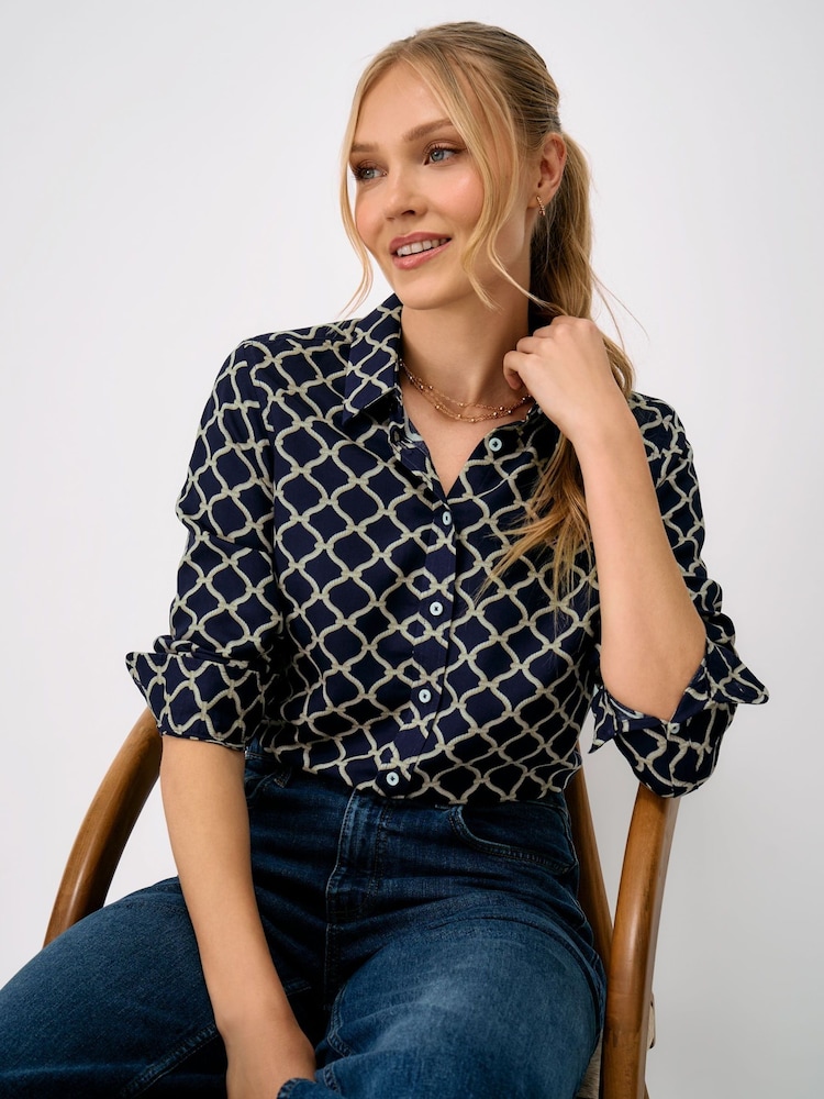 Crew Clothing Blue Viscose Twill Drapey Shirt - Image 1 of 5 Crew Clothing Blue Viscose Twill Drapey Shirt - Image 1 of 5