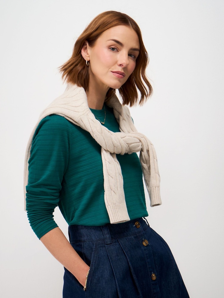 그린 - Crew Clothing Textured Stripe Long Sleeve Top - 5의 이미지 1