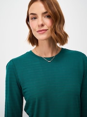 그린 - Crew Clothing Textured Stripe Long Sleeve Top - 5의 이미지 4