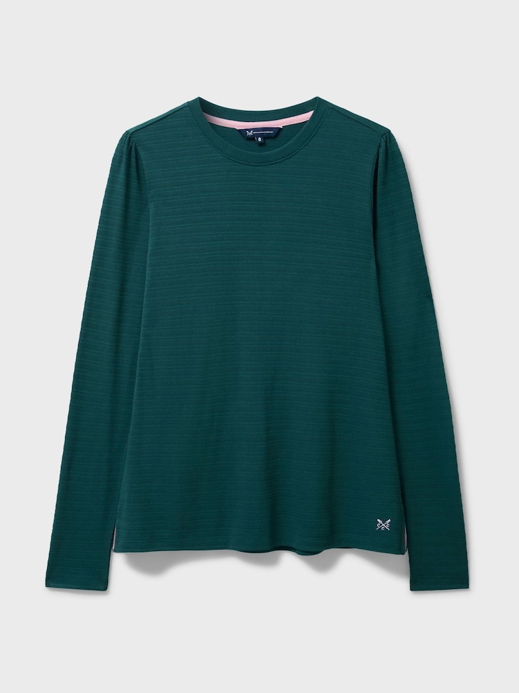 그린 - Crew Clothing Textured Stripe Long Sleeve Top - 5의 이미지 5