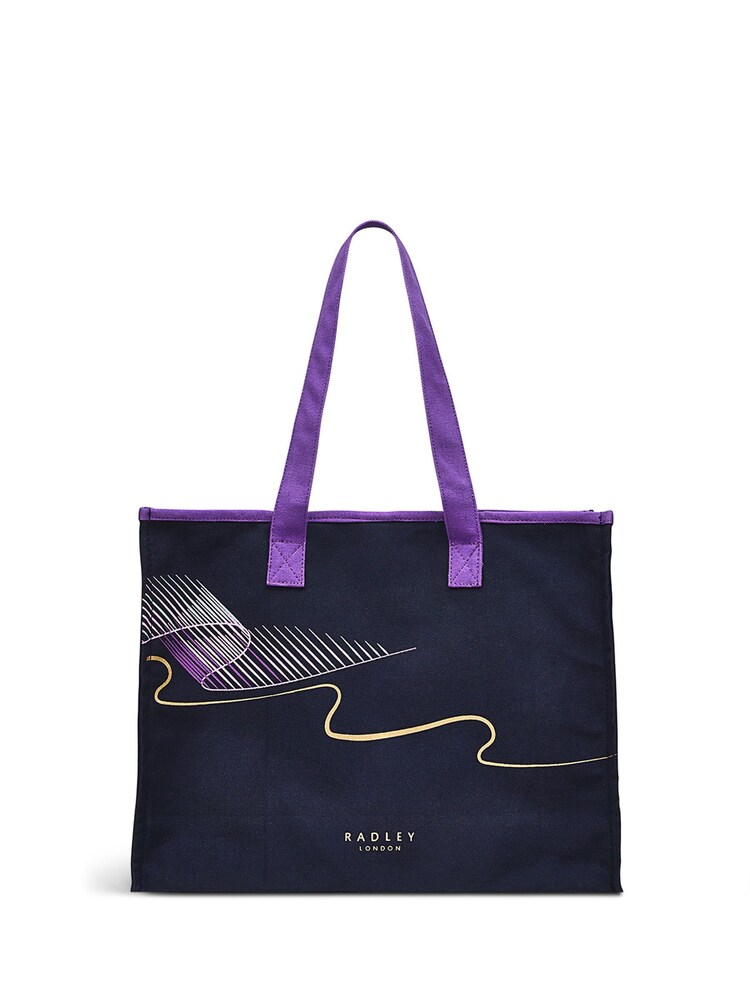 Radley London Large Blue Wandering Star Open Top Tote Bag - Image 2 of 4 Radley London Large Blue Wandering Star Open Top Tote Bag - Image 2 of 4