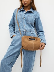 Tan Brown Suede Clutch Bag - Image 2 of 8