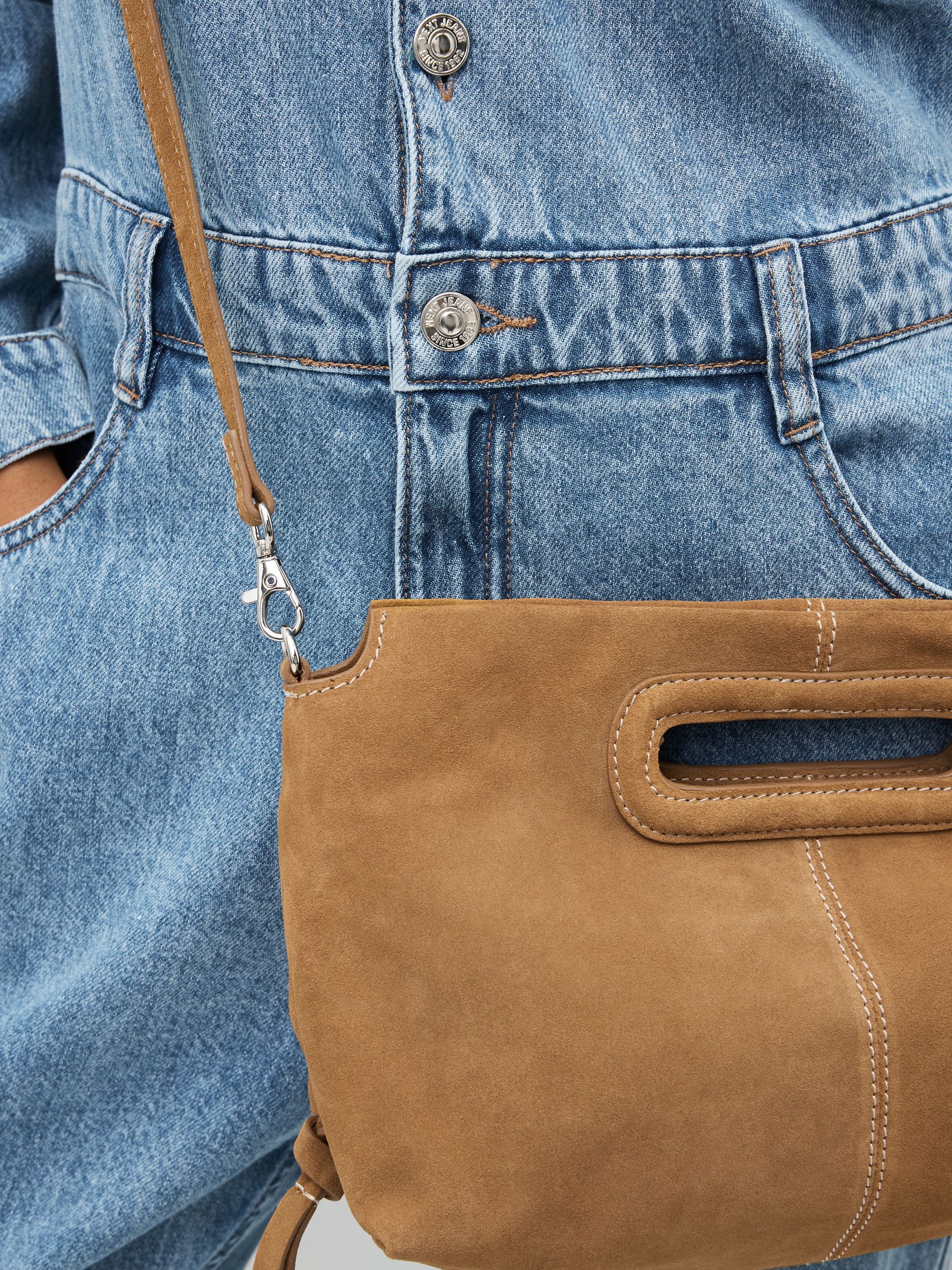Buy Tan Brown Suede Clutch Bag from Next Luxembourg