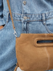 Tan Brown Suede Clutch Bag - Image 3 of 8