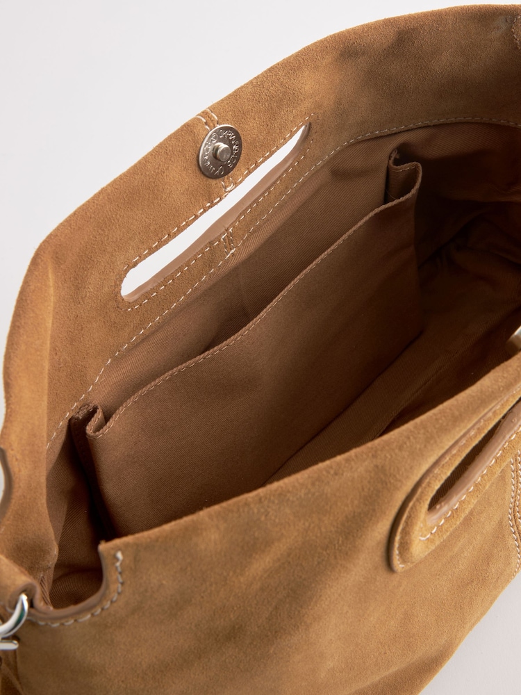 Tan Brown Suede Clutch Bag - Image 8 of 8