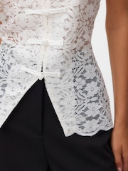 VERO MODA White Sleeveless Mandarin Lace Top - Image 4 of 6