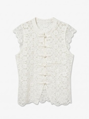 VERO MODA White Sleeveless Mandarin Lace Top - Image 5 of 6