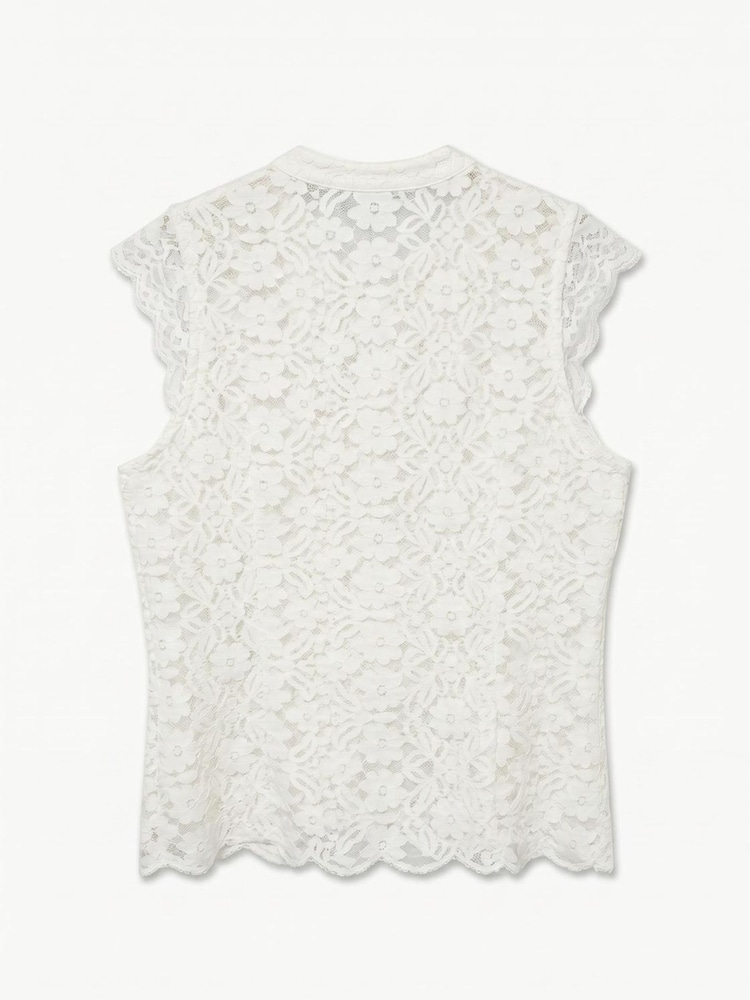 VERO MODA White Sleeveless Mandarin Lace Top - Image 6 of 6