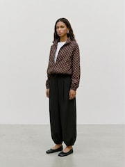 VERO MODA Brown Polka Dot Funnel Neck Bomber Jacket - Image 4 of 6