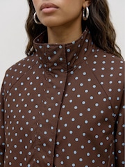 VERO MODA Brown Polka Dot Funnel Neck Bomber Jacket - Image 5 of 6