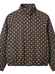 VERO MODA Brown Polka Dot Funnel Neck Bomber Jacket - Image 6 of 6