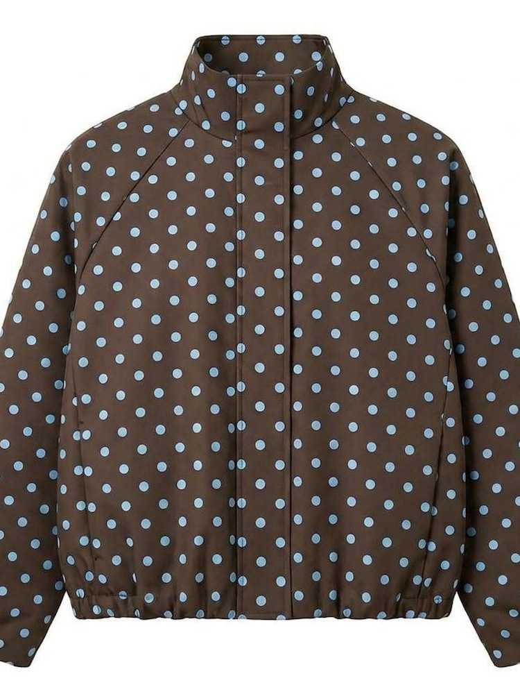 VERO MODA Brown Polka Dot Funnel Neck Bomber Jacket - Image 6 of 6 VERO MODA Brown Polka Dot Funnel Neck Bomber Jacket - Image 6 of 6