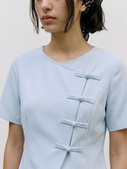 VERO MODA Asymmetric Short Sleeve Mandarin Top - Larawan 3 ng 7