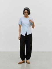 VERO MODA Asymmetric Short Sleeve Mandarin Top - Larawan 5 ng 7