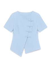 VERO MODA Asymmetric Short Sleeve Mandarin Top - Larawan 6 ng 7