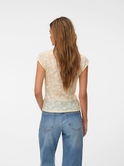 VERO MODA Yellow Sleeveless Mandarin Lace Top - Image 2 of 4