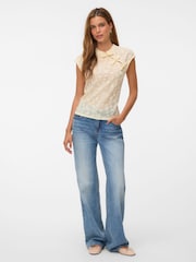 VERO MODA Yellow Sleeveless Mandarin Lace Top - Image 4 of 4