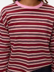 VERO MODA Pink Long Sleeve Contrast Crew Neck Stripe Top - Image 2 of 4