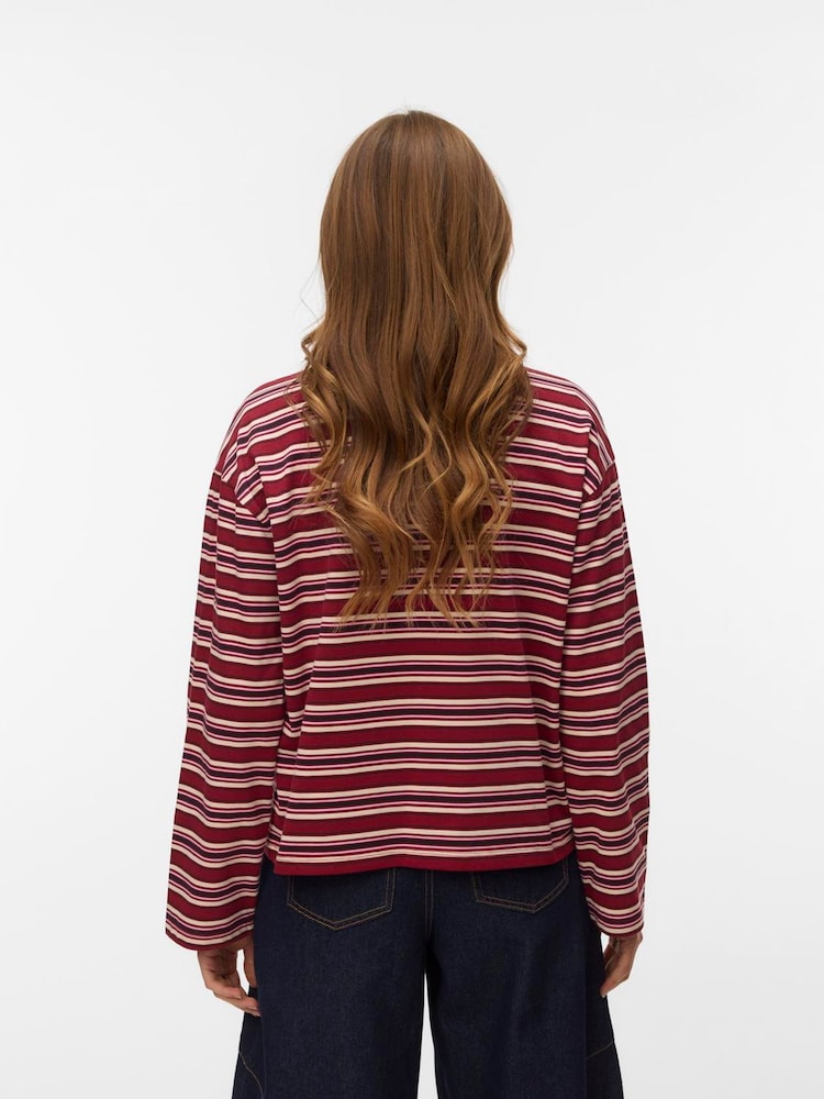 VERO MODA Pink Long Sleeve Contrast Crew Neck Stripe Top - Image 4 of 4 VERO MODA Pink Long Sleeve Contrast Crew Neck Stripe Top - Image 4 of 4