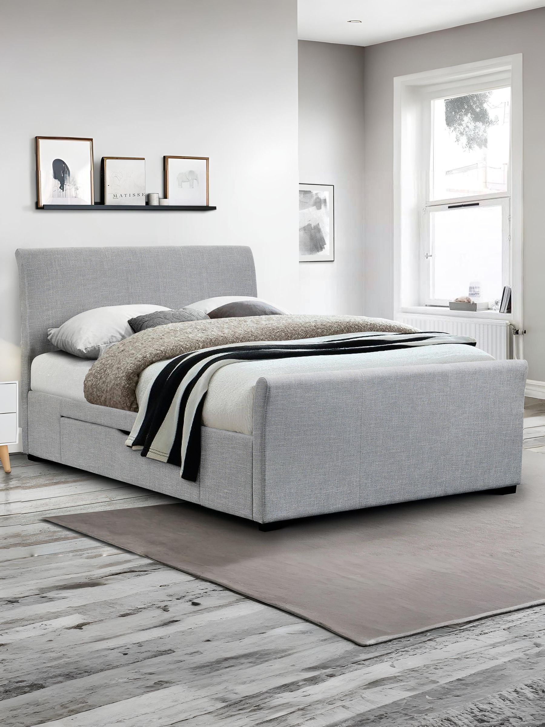 Julian Bowen King Size Capri Bed With Drawers - Light Grey - Light Grey - Image 4