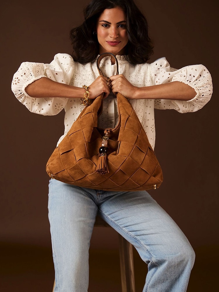 Marron fauve - Sac hobo Luella Grey Pandora Weave Slouch - Image 2 sur 6