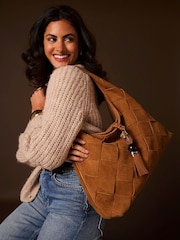 Marron fauve - Sac hobo Luella Grey Pandora Weave Slouch - Image 3 sur 6
